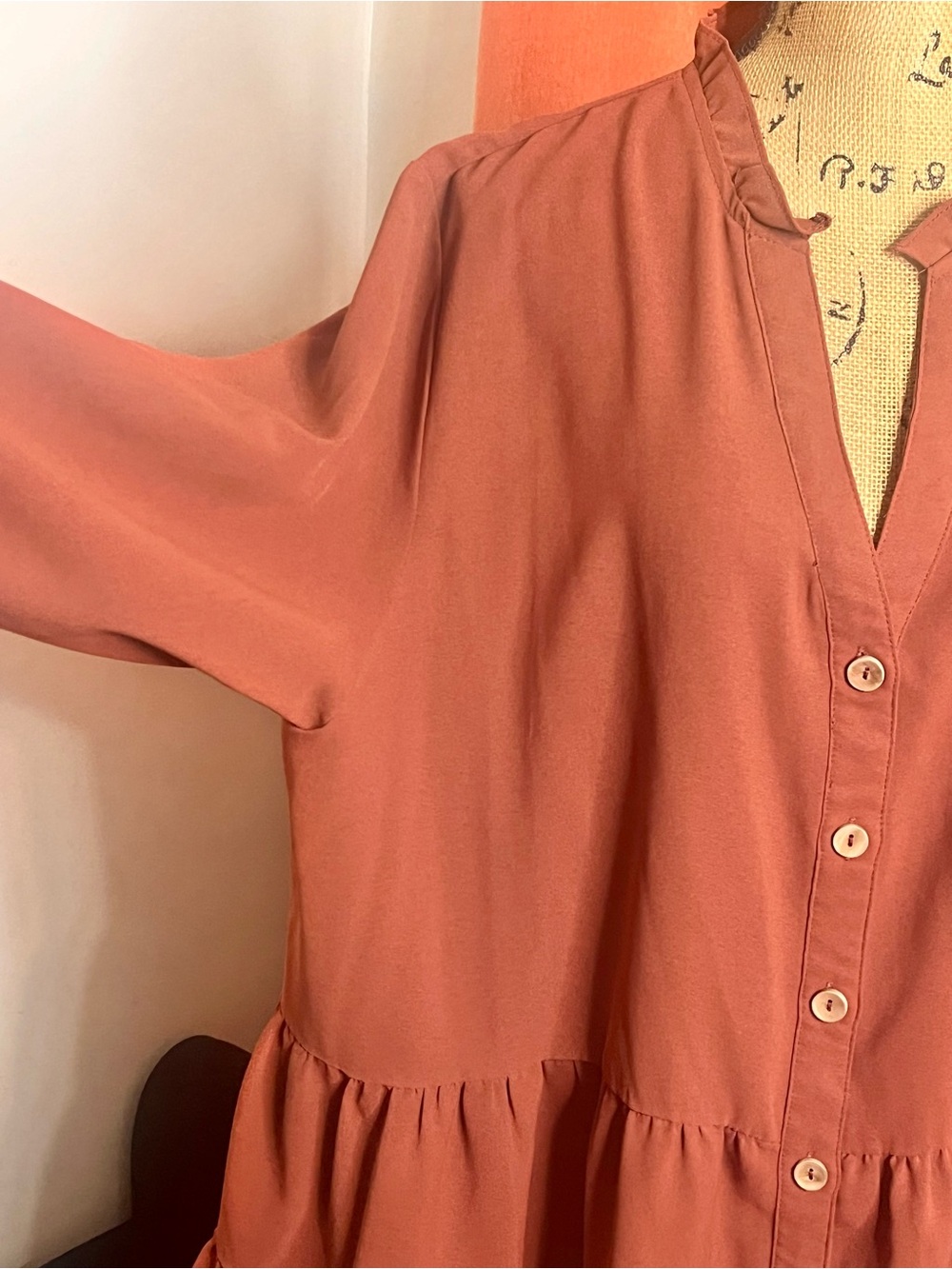 Entro Ruffle Collar Tiered Button-Front Top - Picture 4 of 4